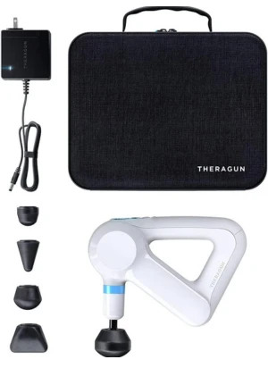 PISTOLA DE MASAJE MUSCULAR COLOR BLANCA CON TODOS SUS ACCESORIOS 